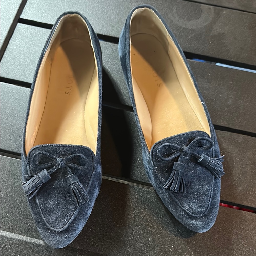 Talbots Navy Suede Tassel Loafers